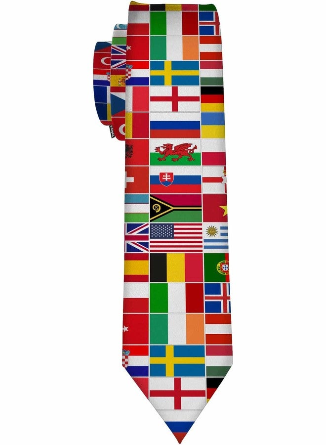 Yekiua Flags Men's Necktie World Different Countries Flag Holiday Festival Funny Ties For Men Formal Occasion Wedding Neck Tie Green Red Blue White - Image 1